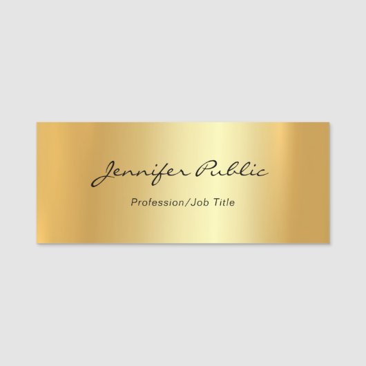 Moderne handgeschreven script elegant Gold Sjabloo Naamplaatje (Voorkant)