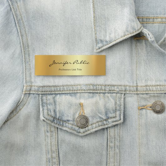 Moderne handgeschreven script elegant Gold Sjabloo Naamplaatje (In situ)