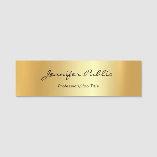 Moderne handgeschreven script elegant Gold Sjabloo Naamplaatje (Voorkant)