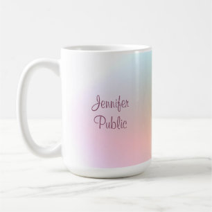 Moderne handgeschreven script elegant kleurrijke r koffiemok