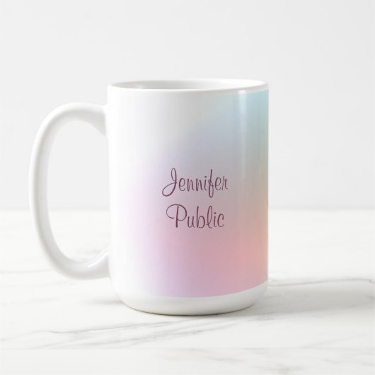 Moderne handgeschreven script elegant kleurrijke r koffiemok (Links)