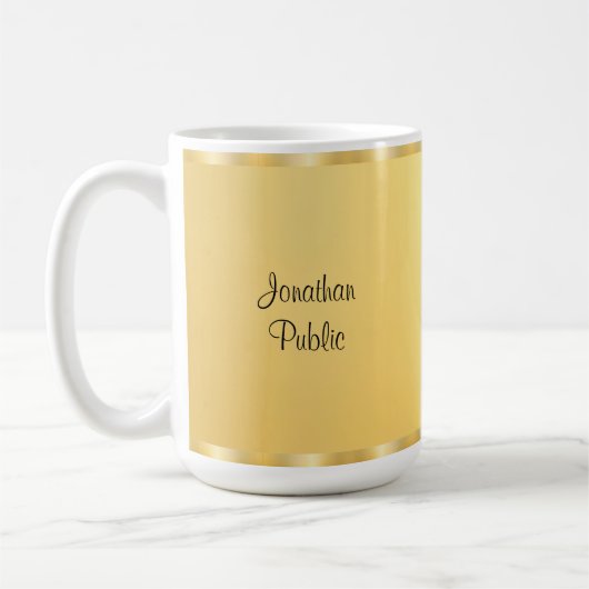 Moderne handgeschreven script Faux Gold Sjabloon Koffiemok (Links)
