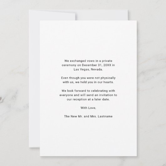 Moderne handgeschreven script foto-bruiloft aankondiging (Achterkant)