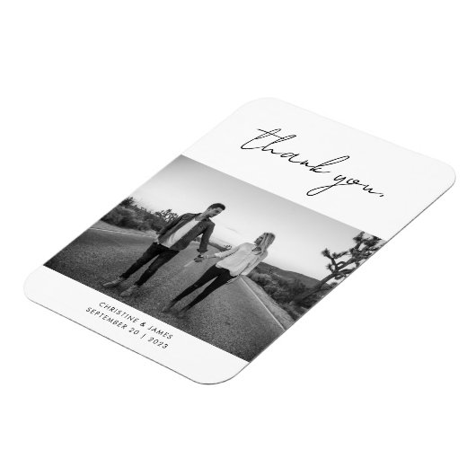 Moderne handgeschreven script foto bruiloft Bedank Magneet (Linkerzijde)