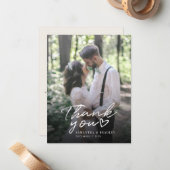 Moderne handgeschreven script foto bruiloft Bedank Notitiekaartje (Voorkant / Achterkant in situ)