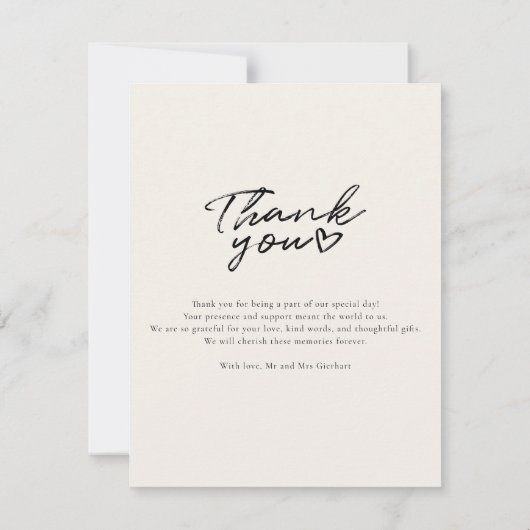 Moderne handgeschreven script foto bruiloft Bedank Notitiekaartje (Achterkant)