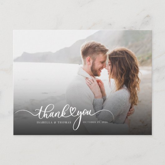 Moderne handgeschreven script foto dank je briefkaart (Voorkant)