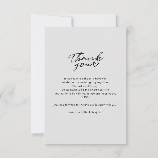 Moderne handgeschreven script foto trouwdag bedankkaart (Achterkant)