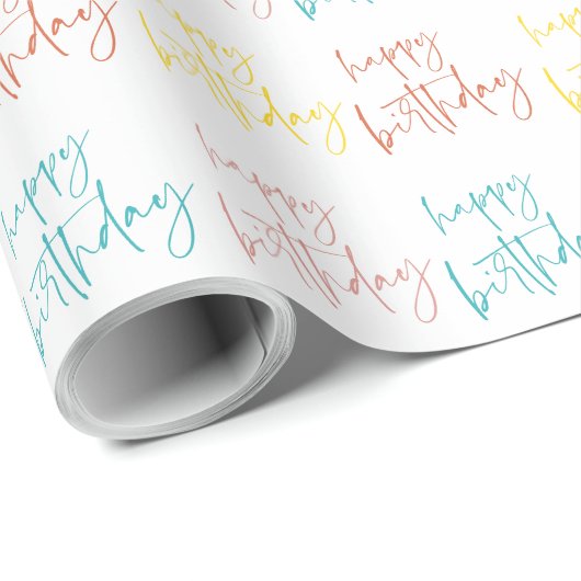 Moderne handgeschreven script gelukkig verjaardag cadeaupapier (Rol Hoek)