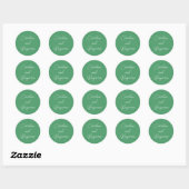 Moderne handgeschreven script huwelijksnaam groen ronde sticker (Vel)