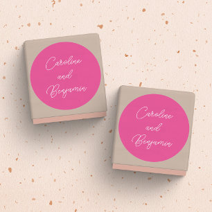 Moderne handgeschreven script huwelijksnaam heet r ronde sticker