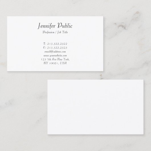 Moderne handgeschreven script legant minimalist visitekaartje (Voorkant / Achterkant)