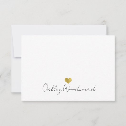 Moderne handgeschreven script naam gouden hart notitiekaartje (Voorkant)