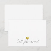 Moderne handgeschreven script naam gouden hart notitiekaartje (Voorkant / Achterkant)