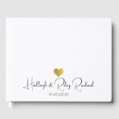 Moderne handgeschreven script naam gouden hart tro gastenboek (Voorkant)