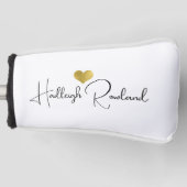 Moderne handgeschreven script naammonogram golfheadcover (Voorkant)