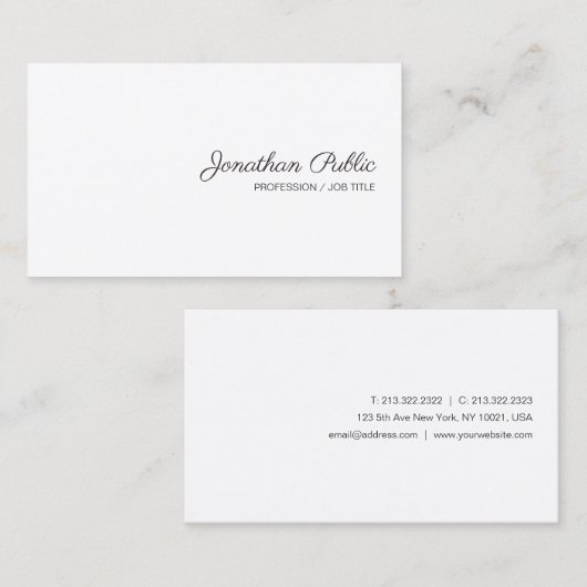 Moderne handgeschreven Script Name Simple Sjabloon Visitekaartje (Voorkant / Achterkant)