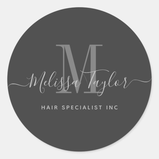 Moderne handgeschreven Script Premium Black Busine Ronde Sticker (Voorkant)