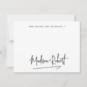 Moderne handgeschreven script voor bruiloft minima notitiekaartje (Voorkant)