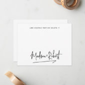 Moderne handgeschreven script voor bruiloft minima notitiekaartje (Voorkant / Achterkant in situ)