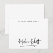 Moderne handgeschreven script voor bruiloft minima notitiekaartje (Voorkant / Achterkant)