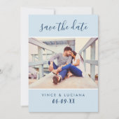 Moderne handgeschreven scriptie marineblauwe trouw save the date (Voorkant)