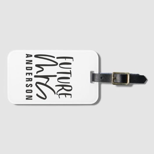 Moderne handgeschreven scriptkalligrafie toekomst  bagagelabel (Voorkant (horizontaal))