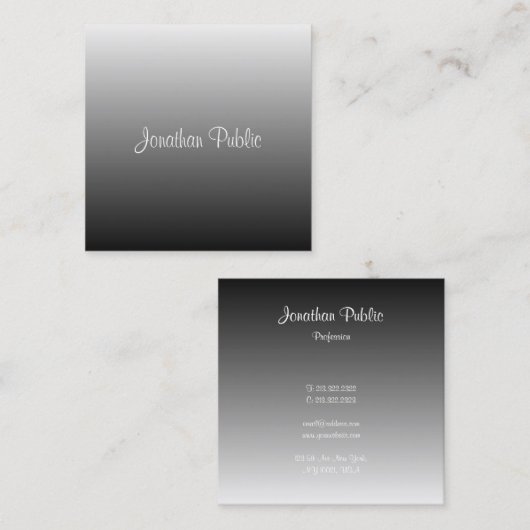 Moderne handgeschreven scriptnaam Elegante Sjabloo Vierkante Visitekaartje (Voorkant / Achterkant)