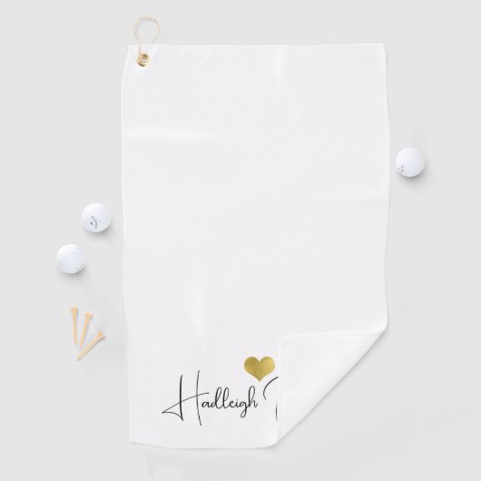Moderne handgeschreven scriptnaammonogram golfhanddoek (Insitu)