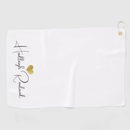 Moderne handgeschreven scriptnaammonogram golfhanddoek (Horizontaal)
