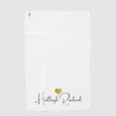 Moderne handgeschreven scriptnaammonogram golfhanddoek (Voorkant)