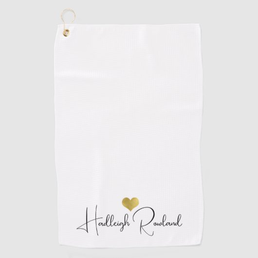 Moderne handgeschreven scriptnaammonogram golfhanddoek (Voorkant)