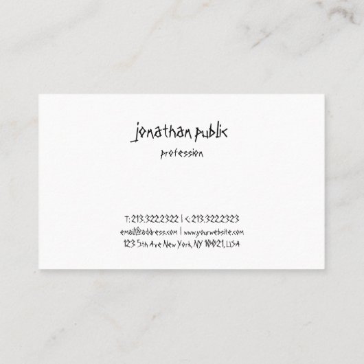 Moderne handgeschreven scripttekst Professioneel E Visitekaartje (Achterkant)