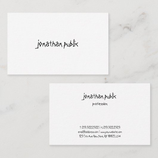 Moderne handgeschreven scripttekst Professioneel E Visitekaartje (Voorkant / Achterkant)