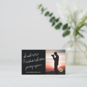 Moderne handgeschreven silhouet fotograaf visitekaartje (Staand voorkant)