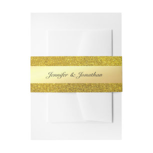 Moderne, handgeschreven Sjabloon met goudglitter Uitnodigingen Wikkel