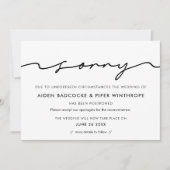 Moderne handgeschreven sorry trouwupdatekaart kaart (Voorkant)