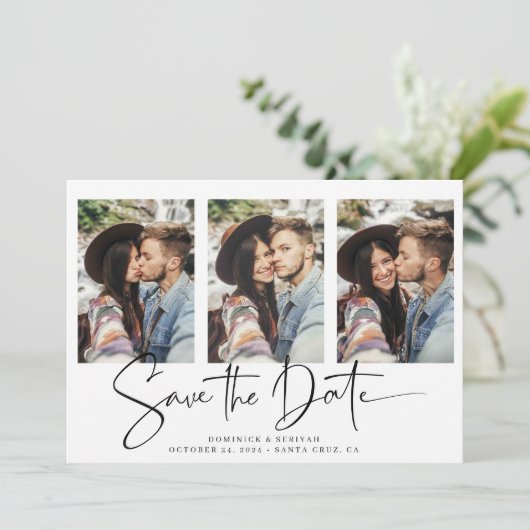 Moderne Handgeschreven sparen de Datum Veelvoudige Save The Date (Staand voorkant)