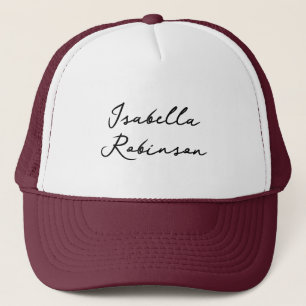 Moderne handgeschreven stijlvolle werknemersnaam trucker pet