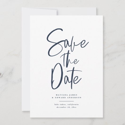 Moderne handgeschreven tekst bruiloft save the date (Voorkant)
