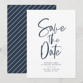 Moderne handgeschreven tekst bruiloft save the date (Voorkant / Achterkant)