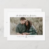 Moderne handgeschreven tekst foto bruiloft uitnodiging briefkaart (Voorkant / Achterkant)