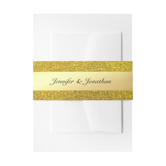 Moderne Handgeschreven Trendy Gouden Glitter Sjabl Uitnodigingen Wikkel (Voorkant Voorbeeld)