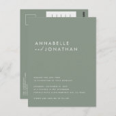 Moderne handgeschreven troupografie bruiloft groen briefkaart (Voorkant / Achterkant)