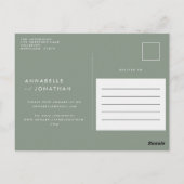 Moderne handgeschreven troupografie bruiloft groen briefkaart (Achterkant)