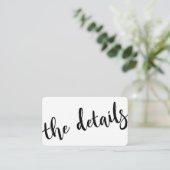 Moderne handgeschreven trouwdetails Website Info Informatiekaartje (Staand voorkant)