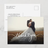 Moderne handgeschreven trouwfoto dankjewel briefkaart (Voorkant / Achterkant)