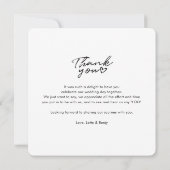 Moderne handgeschreven trouwfoto dankkaart bedankkaart (Achterkant)