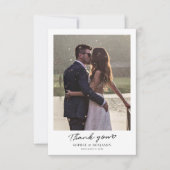Moderne handgeschreven trouwfoto's bedankkaart (Voorkant)