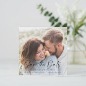 Moderne handgeschreven typografie bruiloft 1 foto  save the date (Staand voorkant)